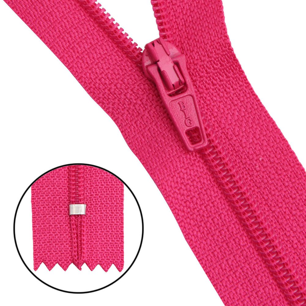 Молния спираль (витая) брючная Т3 (3 мм) 1 зам., н/раз., 20 см, автомат, фукс, 30111, 10 шт