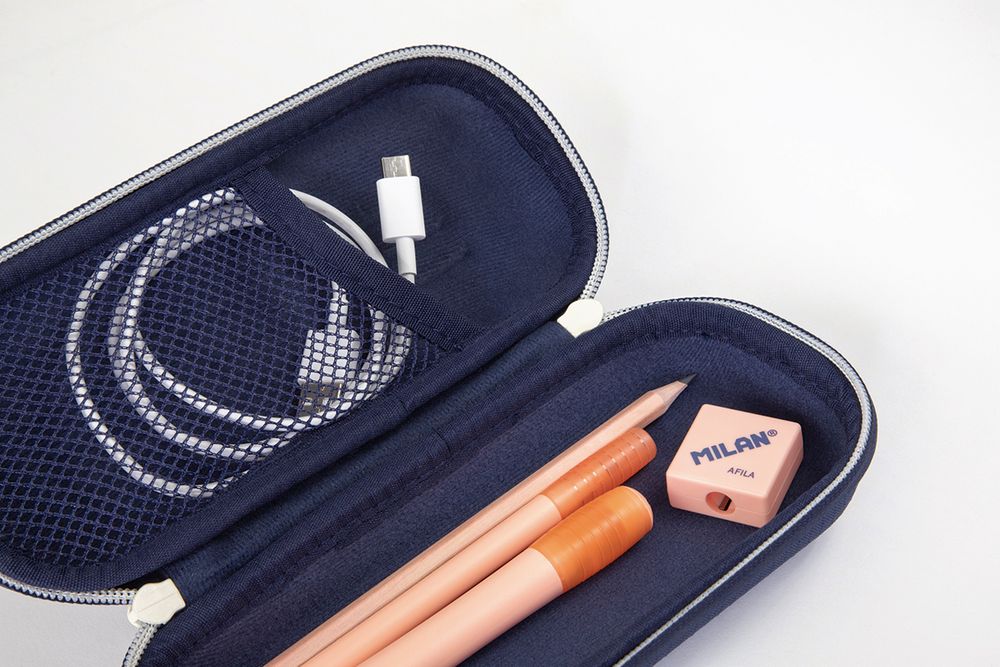 Пенал овальный полужесткий на молнии 1 отделение 20*9*6,7 см, 081145SNCB, Milan 081145SNCB