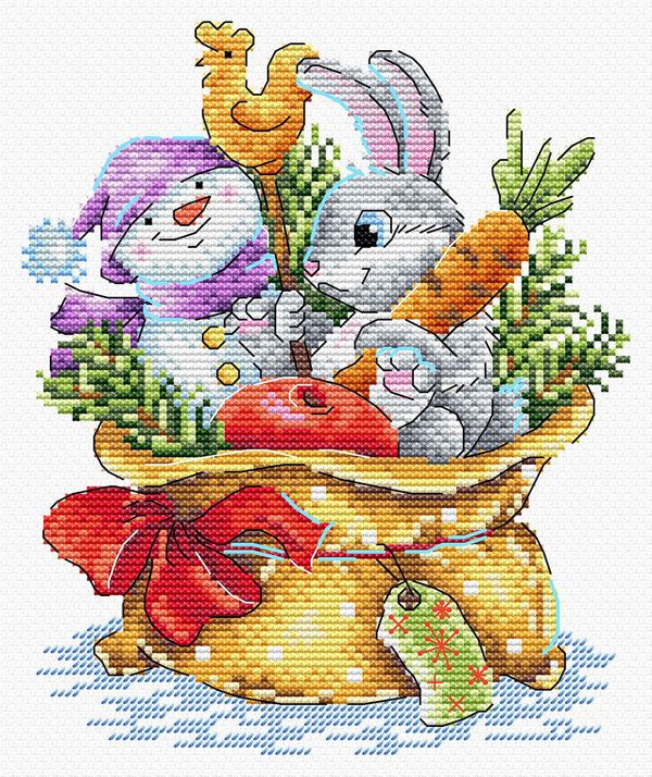 Набор для вышивания нитками МП Студия (Жар-птица), Мешок с подарками, 18х15 см