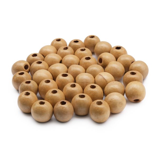 Бусины дерево ⌀16 мм, натуральные, круглые, 50г (40 шт), Astra&Craft, нат.дерево