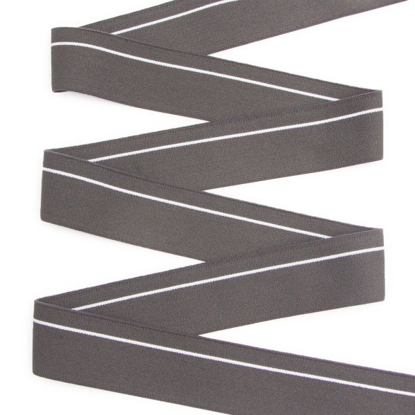 Резинка для мужских трусов и боксеров 35.0 мм / 25 метров, тканая мягкая, 24 г/м, т.серый/белый полоса