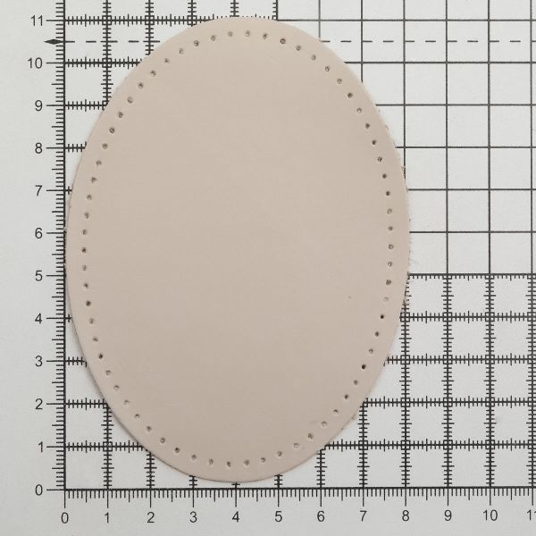 Заплатки пришивные из кожи, овал 8х10,9см с перфорацией, 2 шт, 100% кожа, 06 бежевый, 9124