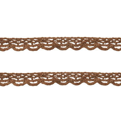 Кружево вязаное (тесьма) хлопковое 10 мм / 9.14 метров, C092 коричневый
