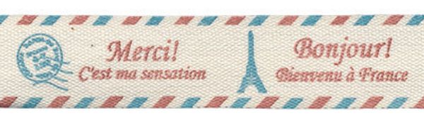 Лента хлопок с рисунком 16.0 мм / 5 шт по 3 метра, W23_074/065 Франция, CLP-162 Gamma