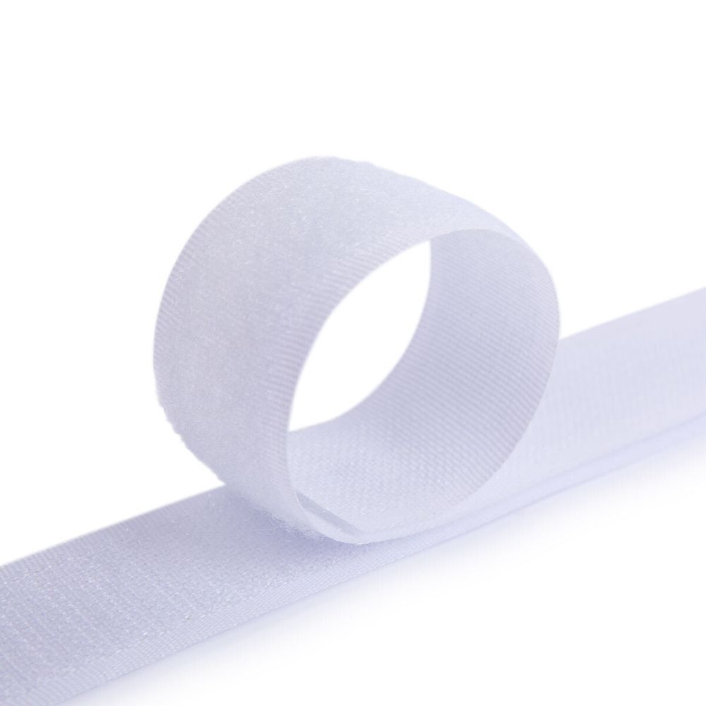 Лента контактная липучка фасовка (велкро) пришивная 25 мм / 5 шт по 25 см, белый, Gamma LG-25, ПАРА (крючок+петля), качество "B"