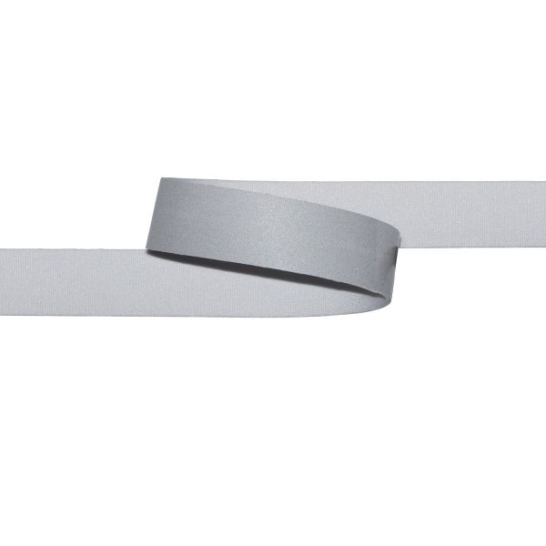 Лента светоотражающая (катафотная) эластичная [cpl:420], 10 мм / 25 метров, 92% п/э, 8% спандекс, серебро, Gamma JF9600