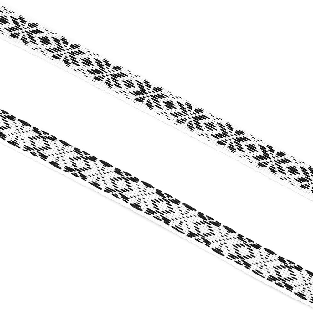 Лента (тесьма) жаккардовая 10.0 мм / 25±1 метров, Славянский орнамент Оберег, рис. 9741, белый/черный, С3853Г17