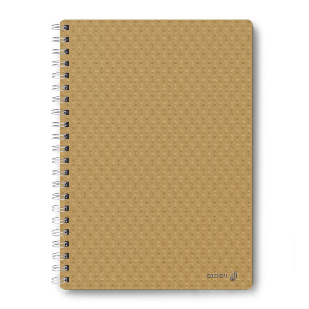 Тетрадь общая с пластиковой обложкой, тиснение серебряной фольгой, 500 мкр, A4 80 л. на гребне 65 г/м², белизна 100 %, 4 шт, клетка, 01034 Золотая, Светоч 80Т27