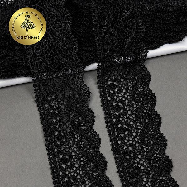 Кружево гипюр (плетёное) 65 мм, цв.05 черный, уп. 9 м, Kruzhevo