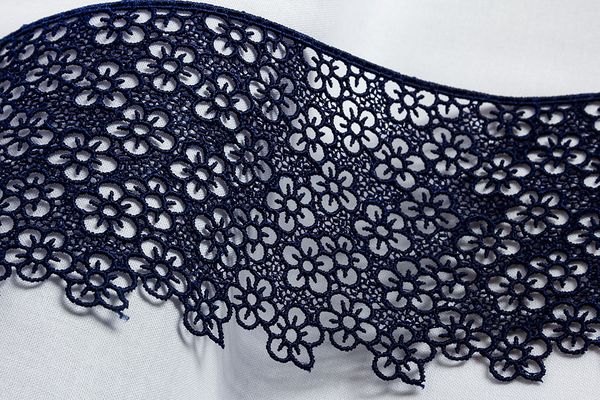 Кружево гипюр (плетёное) 82 мм / 10 м, т.синий, Gamma GGM-8202