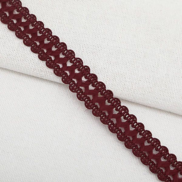 Тесьма отделочная вязаная 17 мм, 10 м, бордо