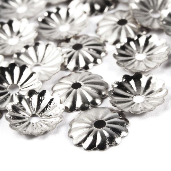 Шапочка для бусин, 5мм 50 шт в упак, Астра, Никель