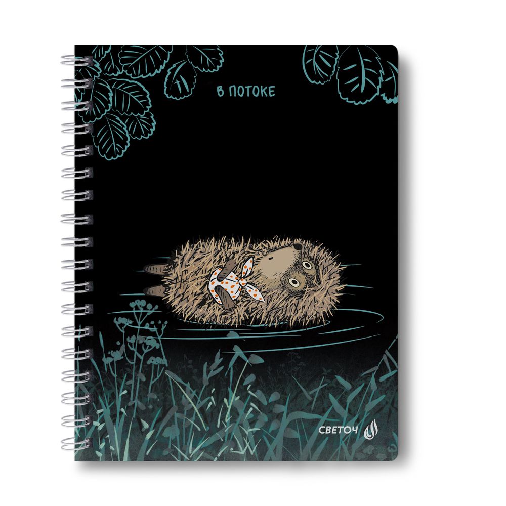 Тетрадь ученическая общая, выборочный УФ лак, (лицензия) A5 48 л. на гребне 65 г/м², белизна 100 %, 8 шт, клетка, 01173 Не такой уж колючий (Ёжик в тумане), Светоч Т105