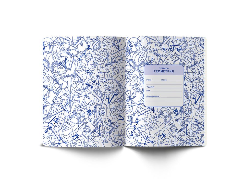 Тетрадь со справочным материалом Скучно не будет!, выборочный лак, A5+ 48 л. на скобе 65 г/м², белизна 100%, 10 шт, клетка, 000538 Геометрия, Светоч 48ТПСКс5_4_2_1