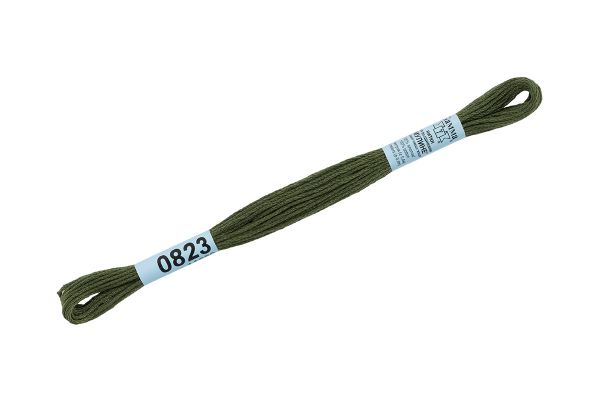 Мулине Gamma 100% хлопок, цв.0823 т.хаки, 24 мотка по 8 метров