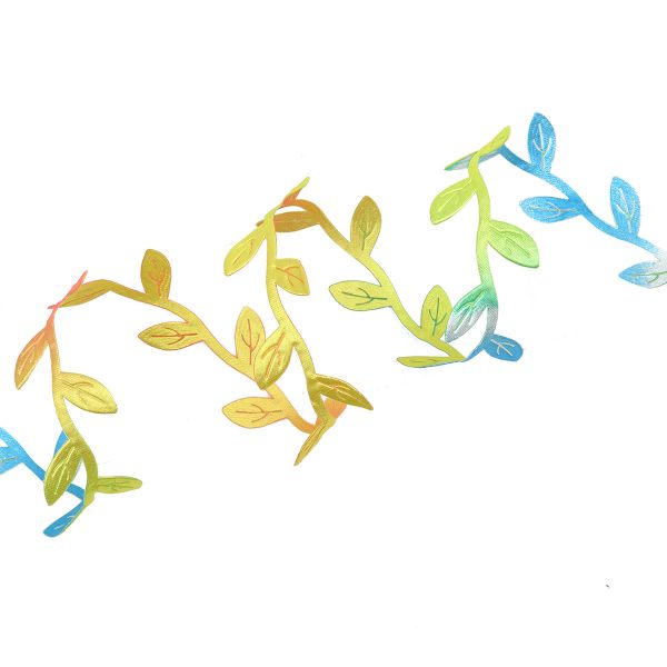 Тесьма декоративная ажурная листики 14 мм / 9.14 метра, мультиколор, 3Al313