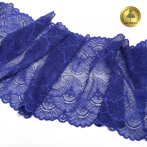 Кружево бельевое эластичное 195 мм / 3 м, 8034 цв.F223 синий ультрамарин, Kruzhevo