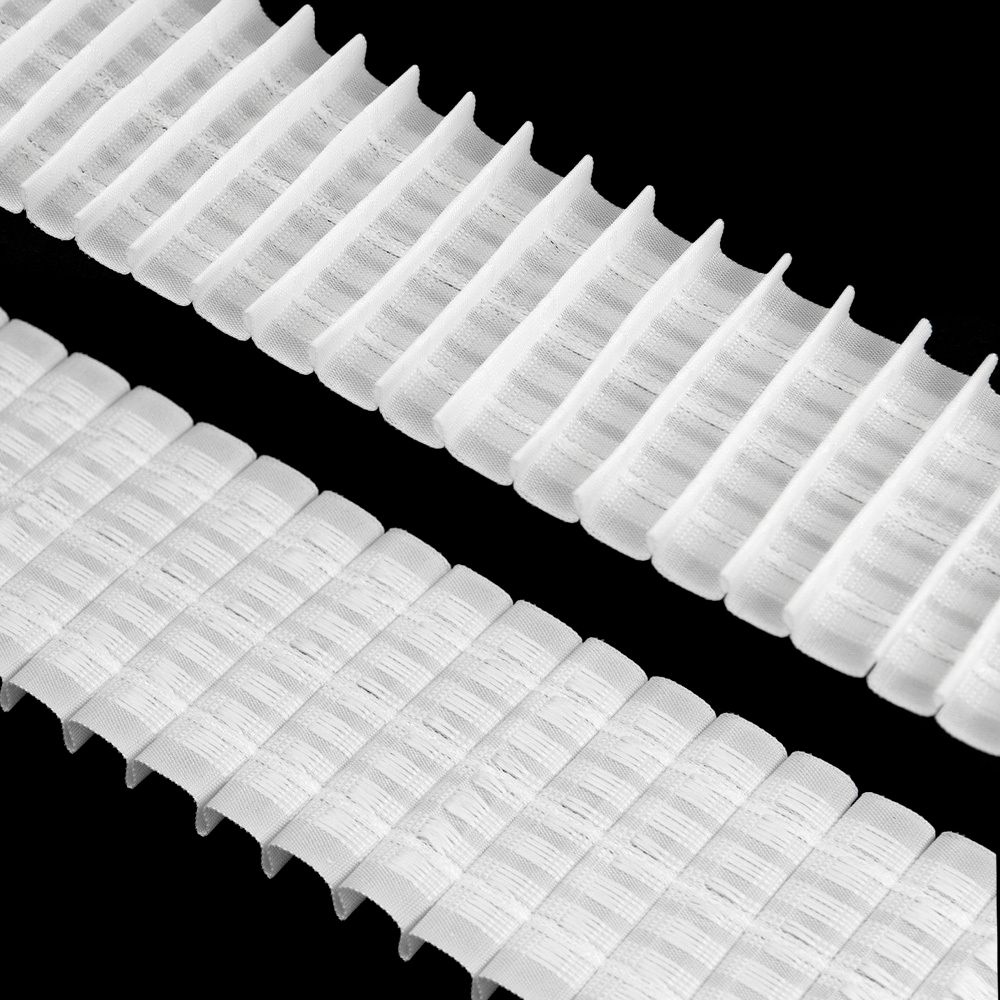 Лента (тесьма) шторная: сборка параллельная (1:2) 80 мм / 100 метров, (7 рядов петель, 3 шнура), белый, 284