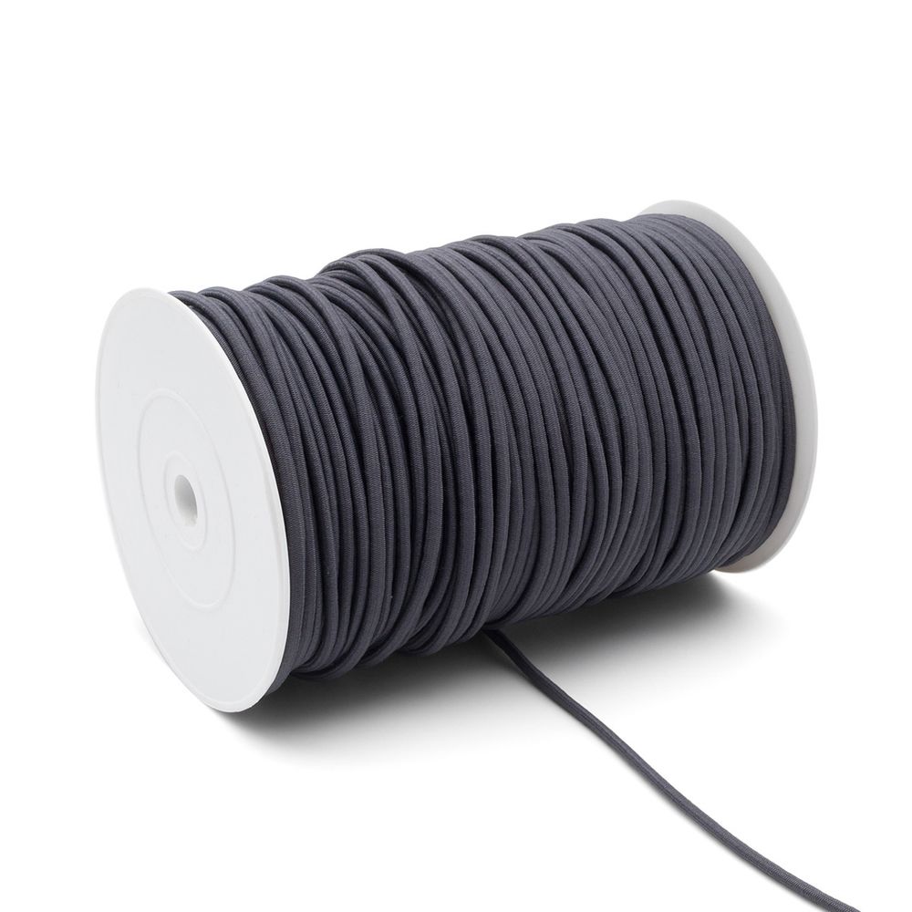 Резинка шляпная (шнур эластичный) ⌀4.0 мм / 100 метров, 12 серый