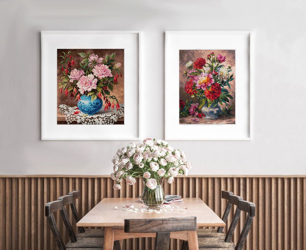 Набор для вышивания нитками Чудесная игла, Пионы, 28х35 см