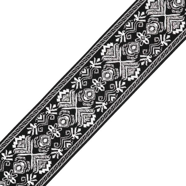 Лента (тесьма) жаккардовая 50.0 мм / 7.32 метра, серебро, 402088