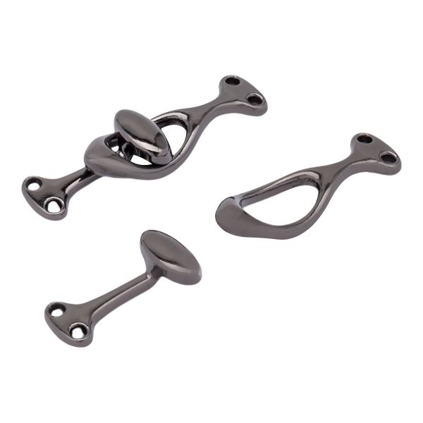 Крючки пришивные декоративные 36х10 мм, олово (чер.никель)), 6 шт