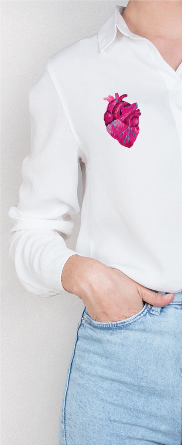 Набор для вышивания нитками Panna, Живая картина, Анатомическое сердце, 5х7,5 см