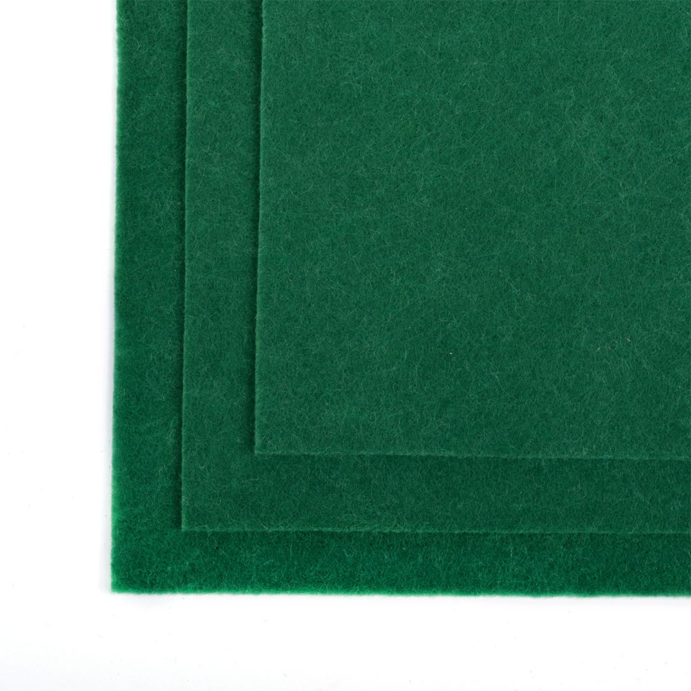 Фетр листовой полужесткий 1.0 мм, 20х30 см, 10 шт, цв. 049 т.зеленый