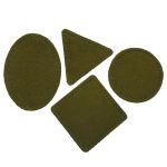 Набор заплаток пришивных из замши, круг, квадрат, треугольник, овал 6см, с перфорацией, 4 шт (33 хаки), 59723