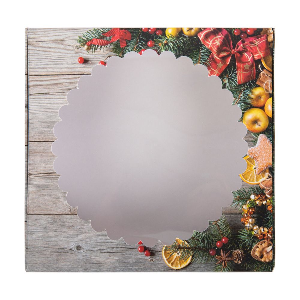 Коробка с окном для печенья 11.5х11.5х3 см, №2 Новогодний аромат, S-Chief CBC-005