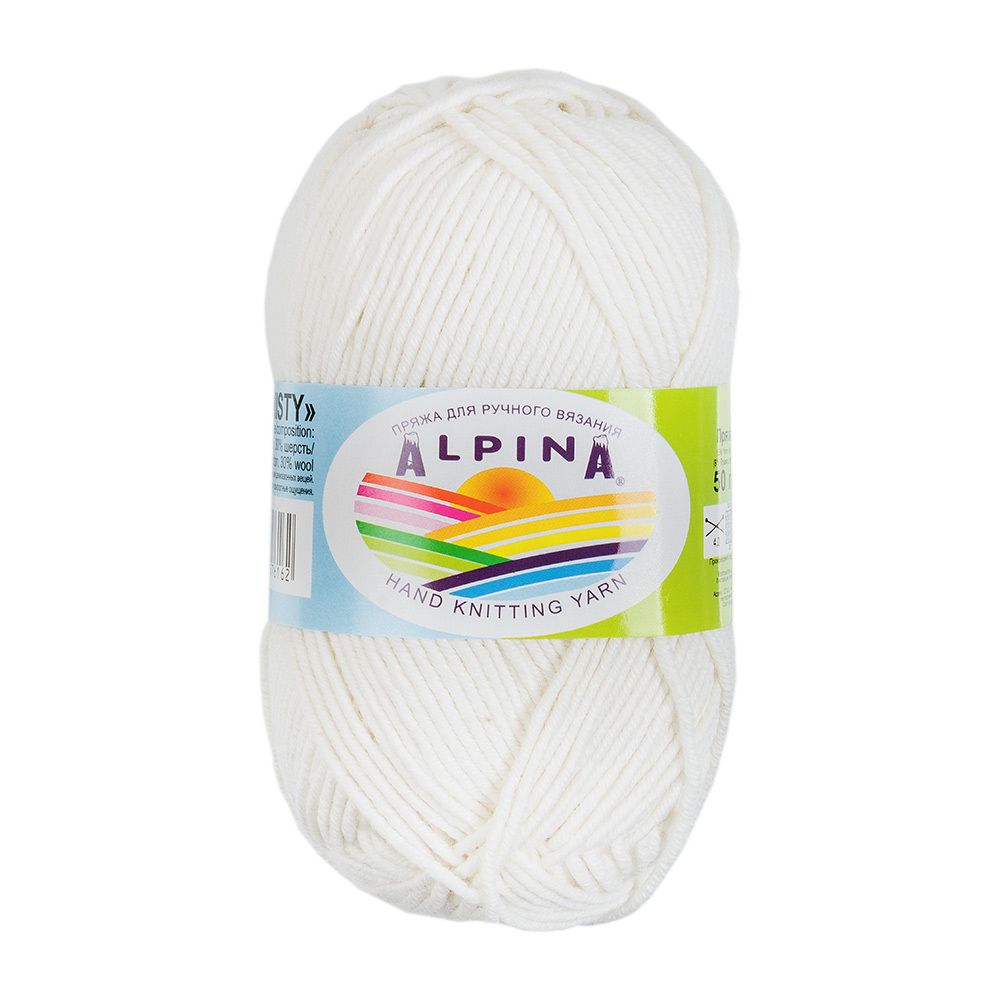 Пряжа Alpina Misty / уп.10 мот. по 50г, 105м, 01 белый