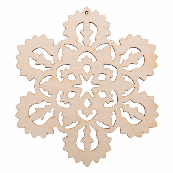 Заготовка из фанеры Подвеска новогодняя, 0.3 см, Снежинка 4, 8х9см, ВД-1201 Mr.Carving