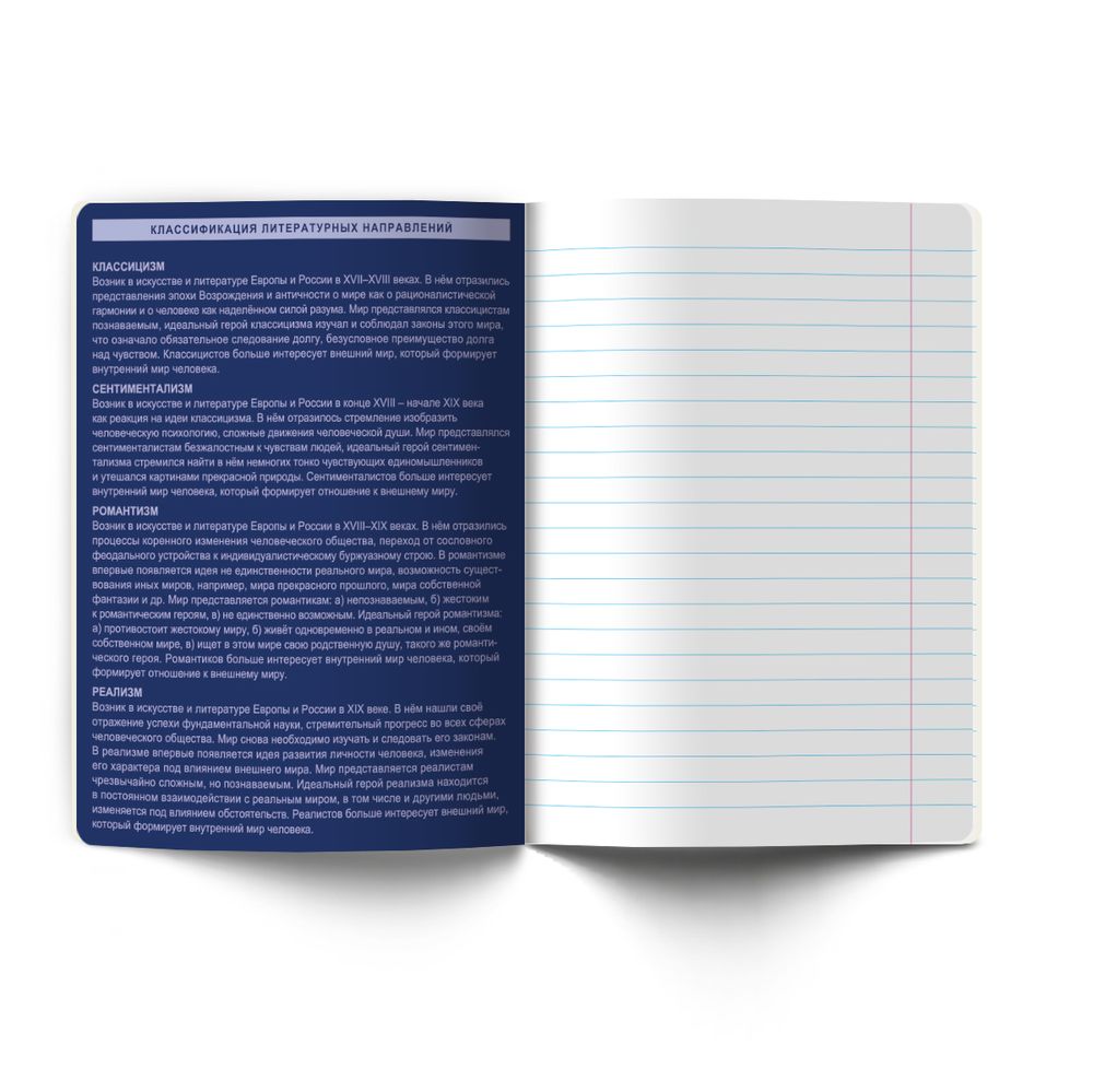 Тетрадь со справочным материалом Золотые главы, тисн.золот.фольгой, A5 48 л. на скобе 65 г/м², белизна 100% 10 шт линия, 01857 Золотые главы Литература, Светоч Т287