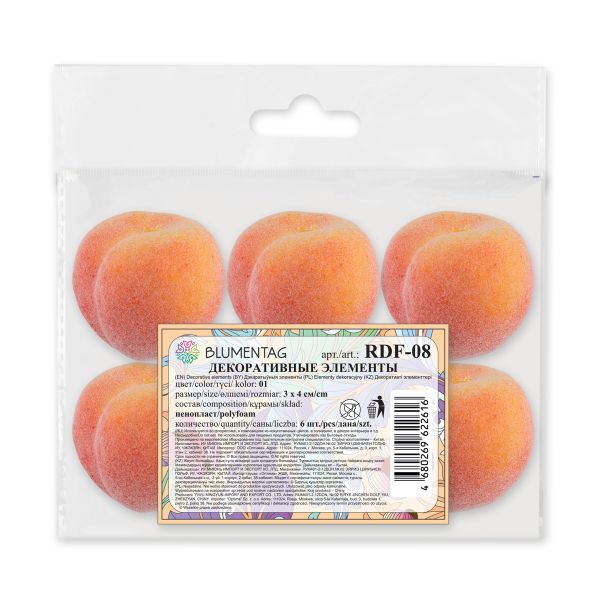 Декоративные элементы 6х6 шт, 01 персик, Blumentag RDF-08