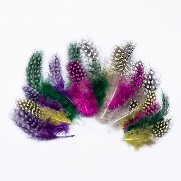 Перо цесарки обработанное микс, 7-10см, 20 шт, XQ-660339