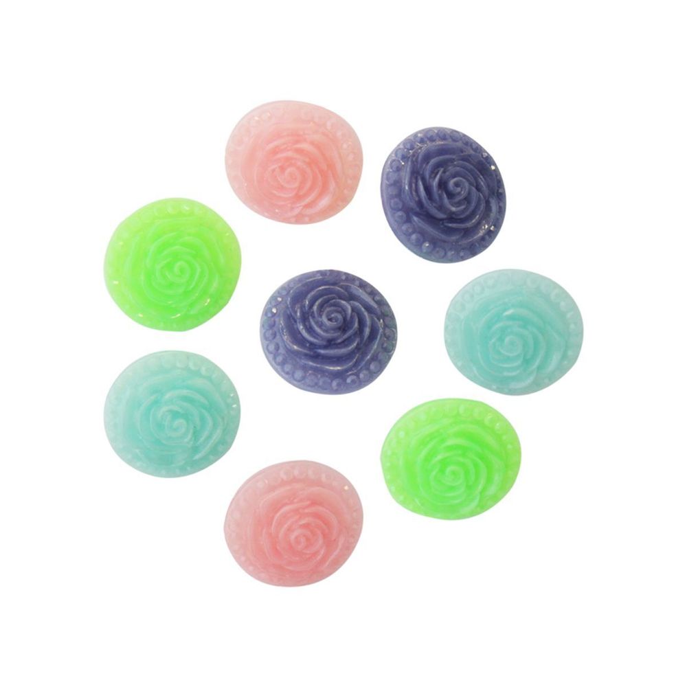 Украшения декоративные пуговицы Розочки, набор 4 цвета, 8 шт (микс 4)