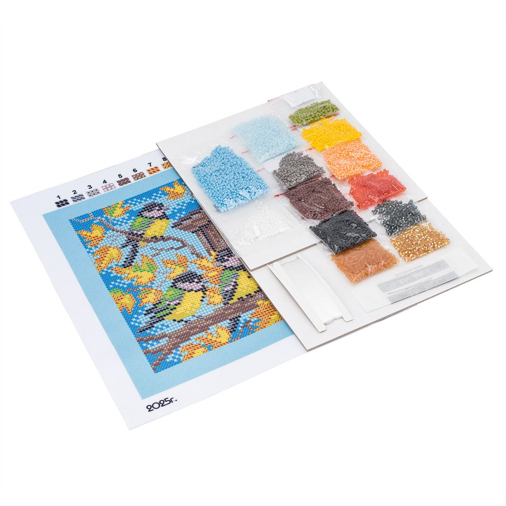 Набор для вышивания бисером Кроше (Радуга бисера) Т29_5206, Синички 14х14см