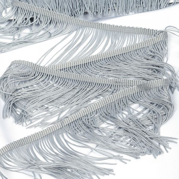 Бахрома отделочная широкая 150.0 мм / 4.5 метра, цв.серебро
