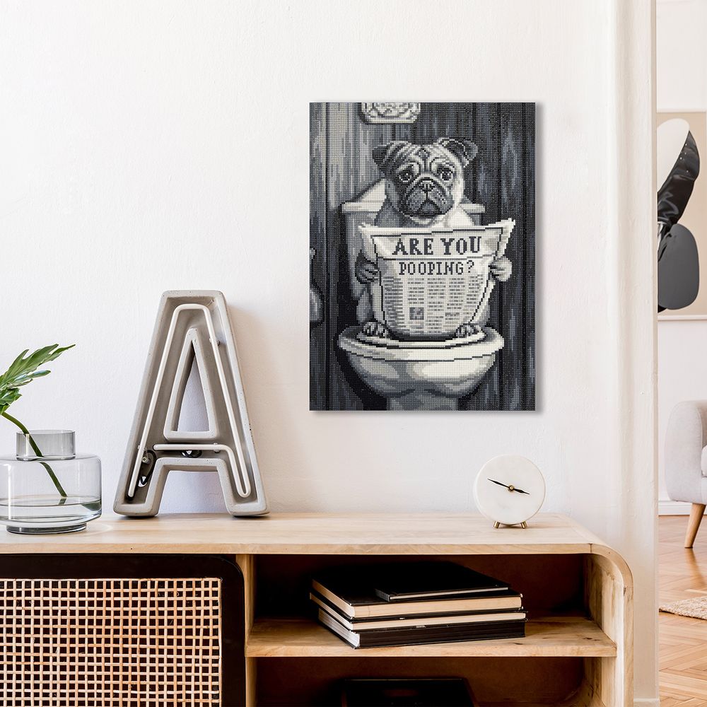 Кристальная (алмазная) мозаика Фрея ALPD-322, на подрамнике, Пес с газетой, 30х40 см