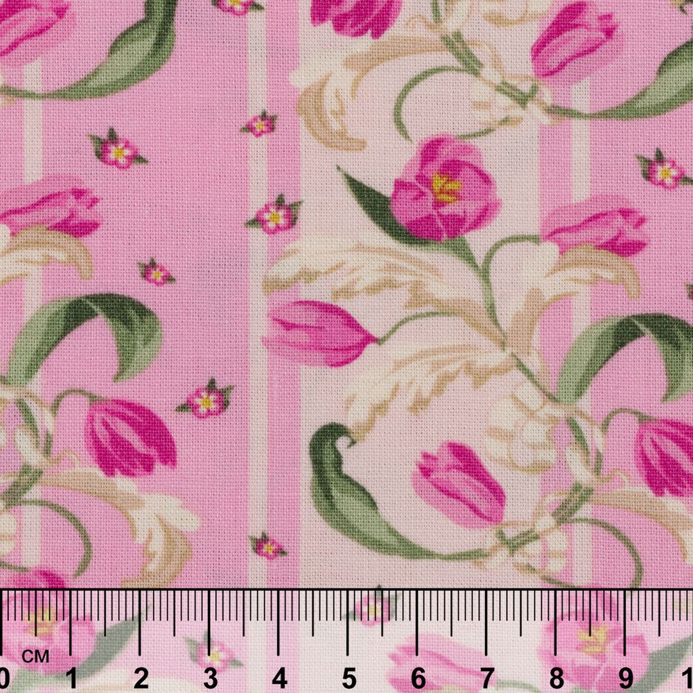 Ткань для пэчворка Peppy Весенний этюд, рулон 112 см / 5 метров, ВЭ-06 Панель розовый, Peppy