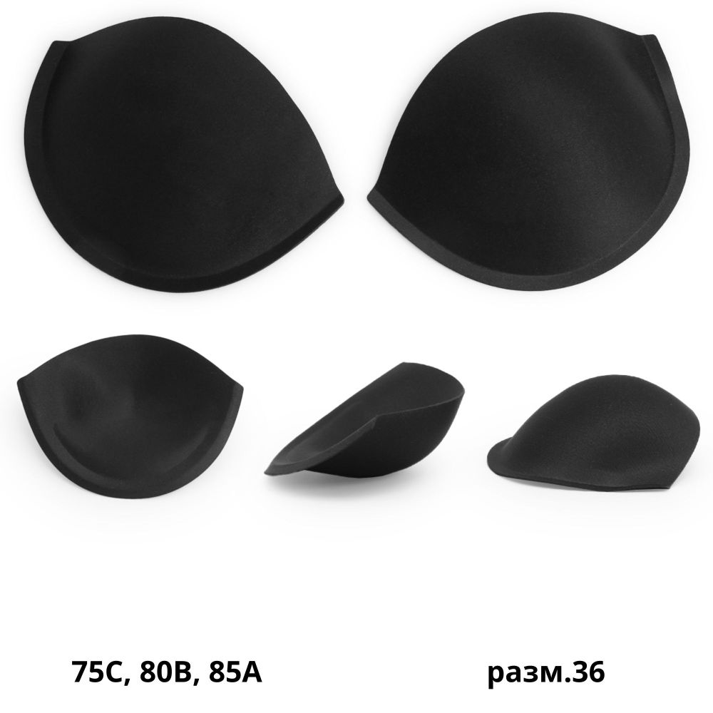 Бельевые чашечки для бюстгальтера PUSH-UP б/уст., с наполн., (3514) разм.36, 04-черный, 10 пар