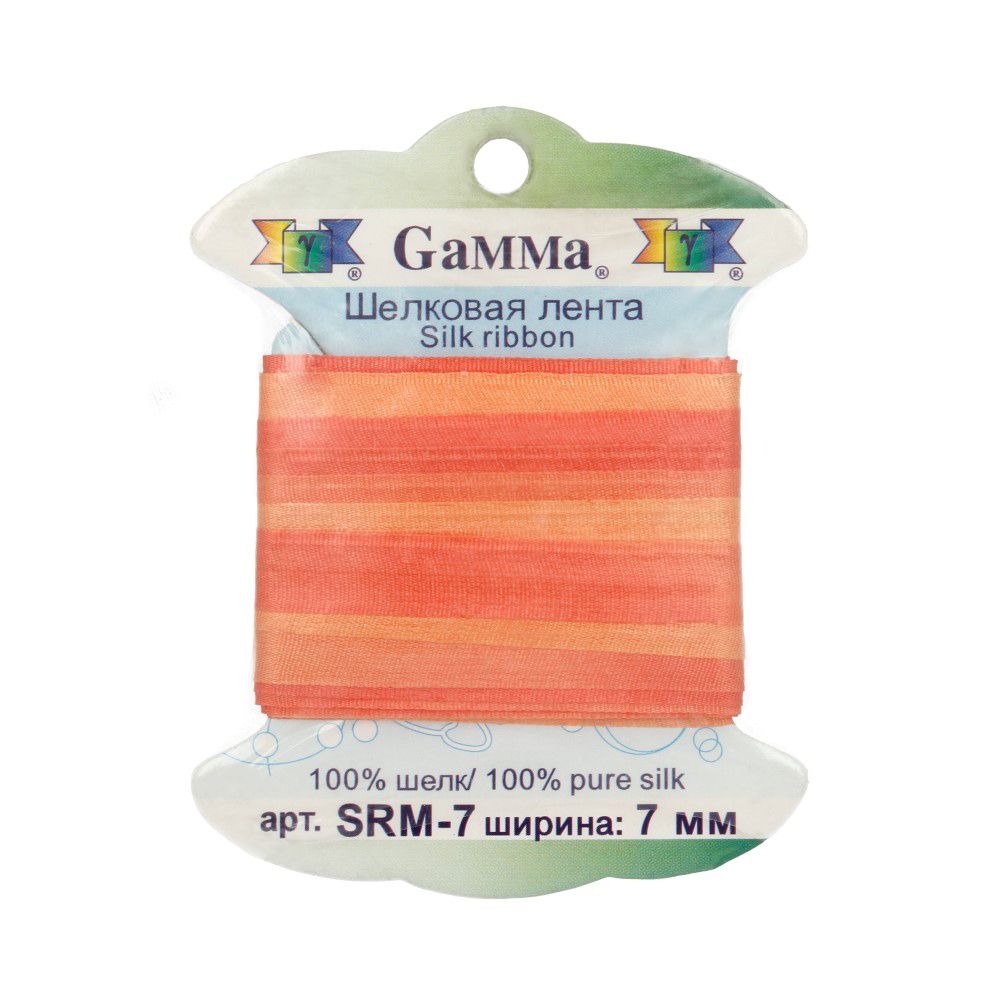 Тесьма шелковая 7 мм, 9.1 м, M106 коралловый/оранжевый, Gamma SRM-7