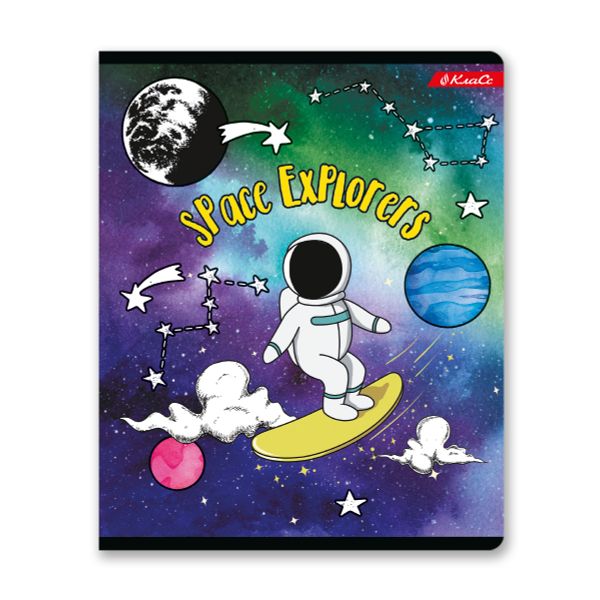 Тетрадь ученическая общая, A5+ 48 л. на скобе 65 г/м², белизна 100%, 10 шт, линия в термоусадочной пленке, 000321 Космос, Светоч 48ТСК5_1_3_2