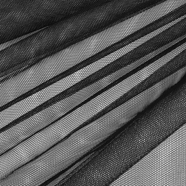 Фатин стрейч крупная сетка 160 см / 45.72 метров, TBY.ST.160.BL, цв.черный