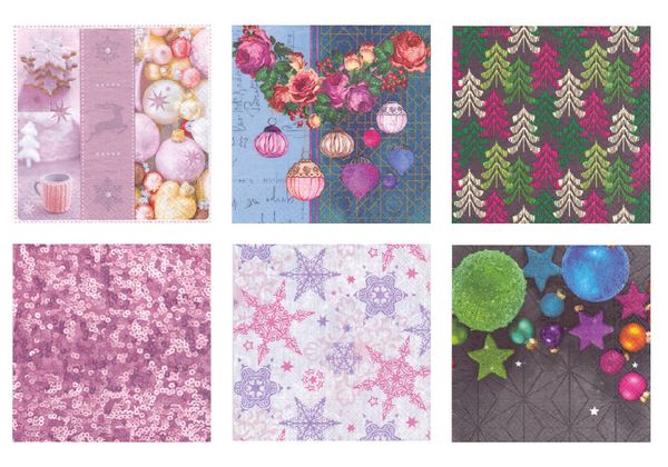 Салфетки для декупажа ассорти 17 33х33, 6 шт, Блестящий праздник, Love2art SDP №0419-17