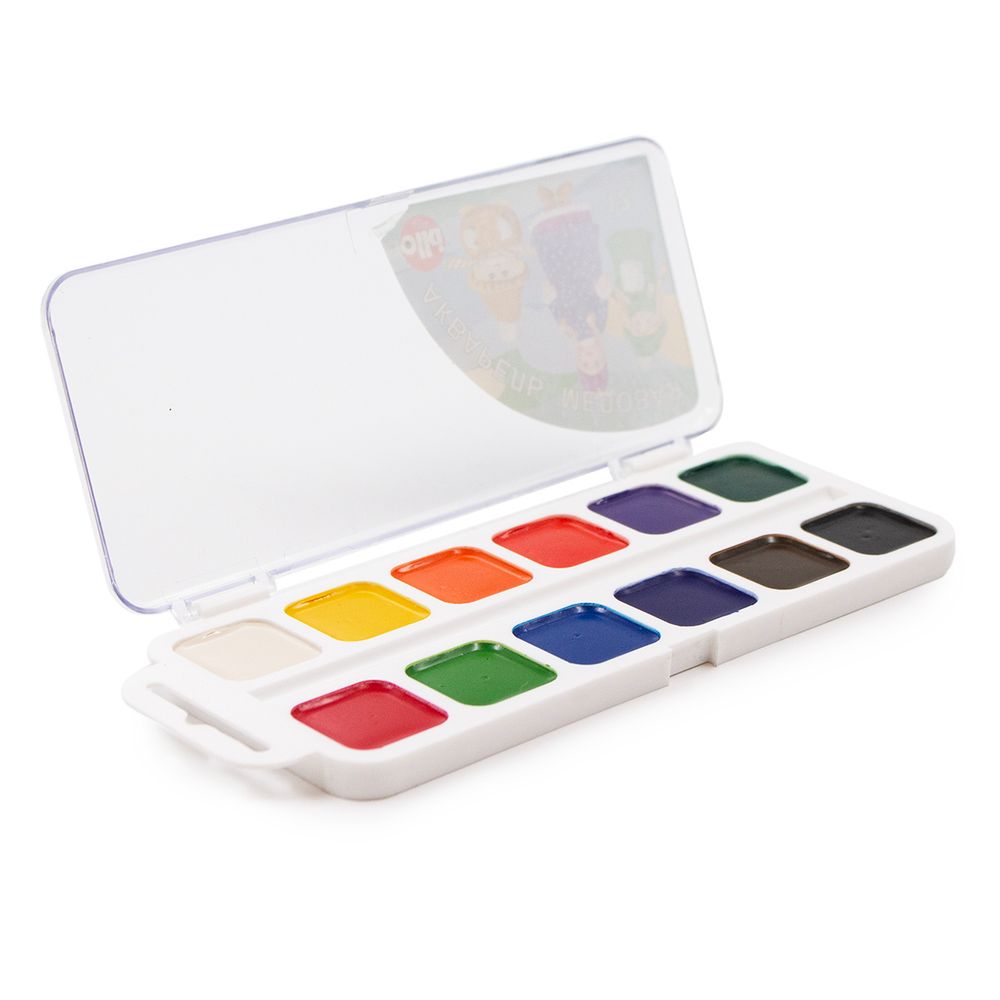 Краска акварель Урок рисования, 12 цв, пласт. упак, евро, 4548