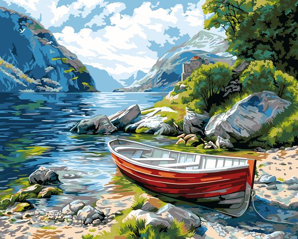 Картина по номерам Фрея PNB/PL-350, Лодка у тихого берега, 50х40 см