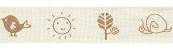 Лента хлопок с рисунком 16.0 мм / 5 шт по 3 метра, W5 001/060 A pretty baby, коричневый, CLP-161 Gamma