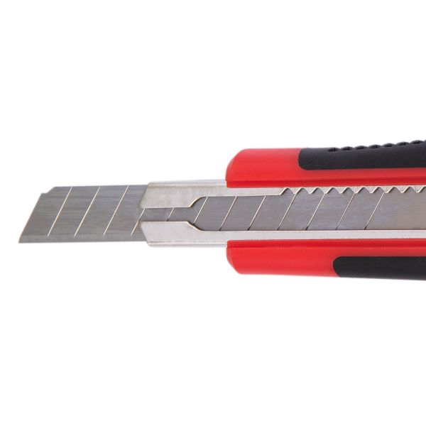 Нож канцелярский с метал. держ, эргоном. вставка 9 ммх80 мм, EC240706 9 мм, 80 мм, 24 шт, красный, Expert Complete EC240706