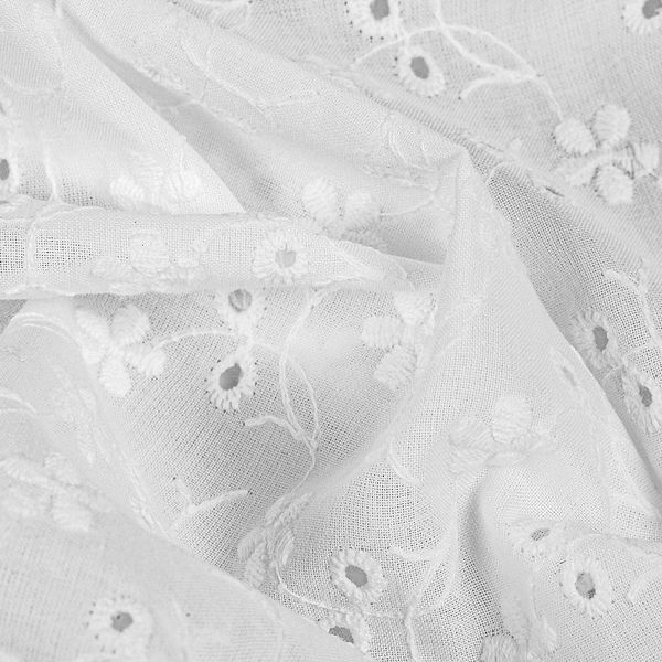 Ткань шитьё (прошва) 100 г/м², 150 см / 2 метра, TBY.Emb.8067.1.2, цв.01 белый